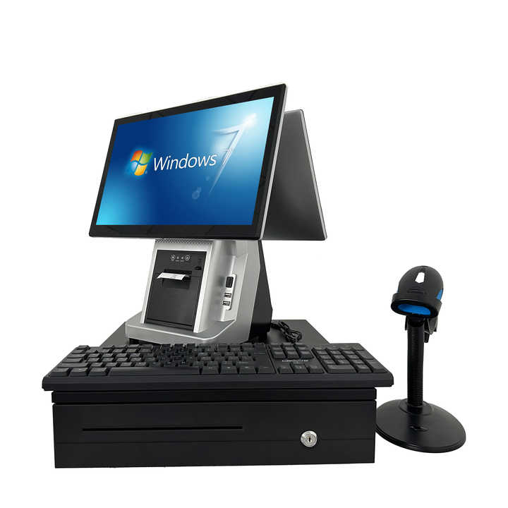 2023 New Dual Screen Capacitive Touch Screen All in One Point of Sale Pos Systems Cash Register