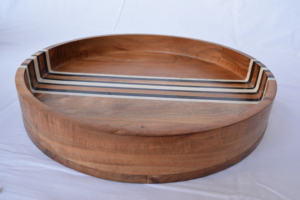 Bộ Bát Gỗ Acacia Kèm Khay, Bát Phục Vụ Bằng Gỗ Chất Lượng Cao Kèm Khay Cho Nhà Khách Sạn Và Nhà Hàng - Product Image 5