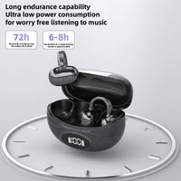 Écouteurs sans fil Yumondear W19 à crochet d'oreille, stéréo HIFI, pour le sport, avec affichage LED, puce étanche, pour la course en extérieur/la salle de sport