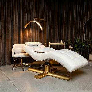 Cama de masaje de pestañas de lujo en forma de S, cama curva para extensiones de pestañas, silla de salón para esteticista - Product Image 4