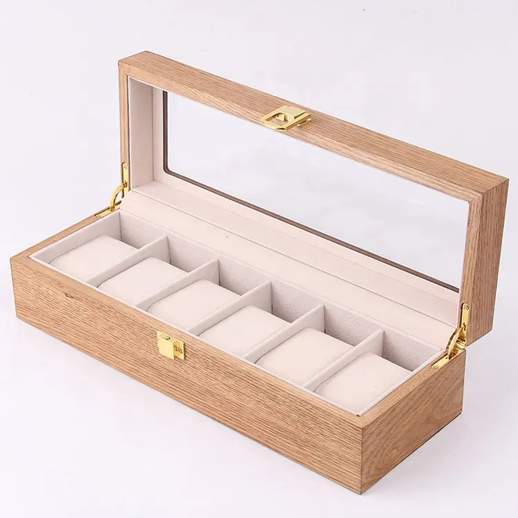 Caja de almacenamiento de reloj de madera, pedido pequeño personalizado, Fraxinus mandshurica