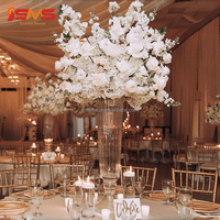Vase à fleurs transparent rayé haut en verre clair pour centre de table de mariage, fournitures de mariage SMS Factory pour la décoration d'événements