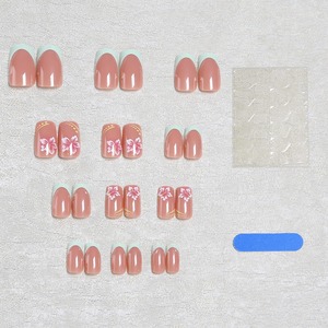 <span class=keywords><strong>Uñas</strong></span> Postizas Francesas K051 en Rosa Nude y Verde Menta, Estilo Romántico Dulce, Estética Occidental, ABS Premium, Venta al Por Mayor, Disponibles en Stock - Product Image 3