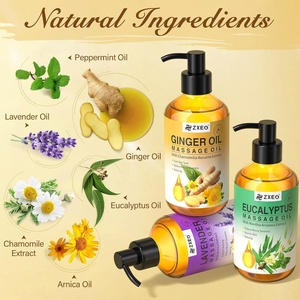 Huile de massage 100% naturelle à marque privée avec huiles essentielles d'eucalyptus, de lavande et de gingembre pour drainage et relaxation corporelle - Product Image 3