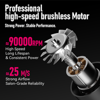 Sèche-cheveux ionique professionnel FirePhoenix M1 Plus 1875W avec moteur sans balais, séchage rapide, qualité salon, 16 modes, diffuseur, prise US
