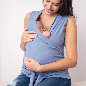 Ropa de maternidad de algodón de piel azul corta de alimentación superior de lactancia de maternidad personalizada para embarazadas - Product Image 5