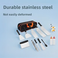 Juego de Herramientas para Barbacoa al Aire Libre Estilo Coreano Personalizado de Fábrica con Espátula de Acero Inoxidable Resistente para Cocinar