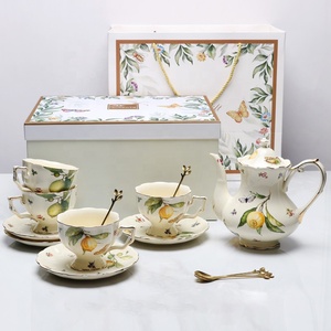 <b>Tea</b> <b>Sets</b> Lemon Patterned Porcelain Wholesale of European Europe Provided Coffee <b>Cup</b> Handmade Printed Ceramic European - Product Image 1