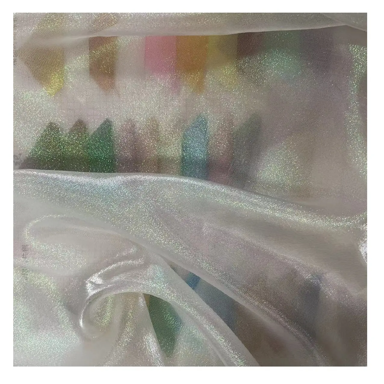 Symphony polyester fabric metallic iridescent organza fabric light drape fabric thick and soft organza