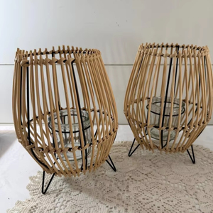 Portavelas de ratán, decoración navideña y de Halloween para el hogar y el jardín, linterna ecológica de metal, linterna ligera, precio económico - Product Image 1