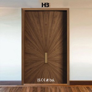 Porta Interna Moderna a Filo Muro in Legno Massello Impermeabile con Finitura Impiallacciata Effetto Radioattivo per Hotel e Uso Residenziale - Product Image 2