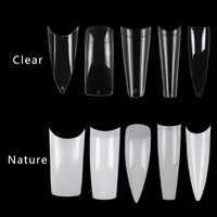 Capsules d'ongles en gel souple OEM personnalisées, transparentes, naturelles, à couverture complète ou partielle, style French, moyennes, carrées, forme cercueil