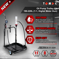 TOMAC 1:1 Pnömatik Yağ Pompası Arabası Seti (180-220L Variller için) 10M Hortum Makarası ve Dijital Ölçer Tabancası ile Otomotiv Aletleri