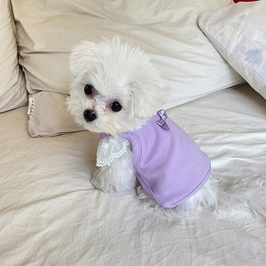 Ropa para mascotas, chaleco para gatos, perros, osos de peluche, Pomerania, estilo coreano, princesa, color caramelo, encaje, poliéster, primavera y verano - Product Image 4