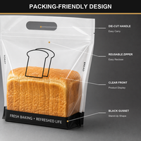 Bolsa Transparente de Plástico con Cierre Zip para Pan Tostado, con Asa de Transporte, para Panadería