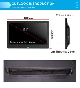 China 12 polegada portátil fcc elétrico lcd digital foto visualizador moldura de imagem com cartão sd usb