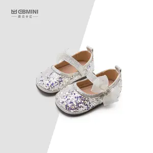 Ebmini moda diária all-match pérola brilhante sola macia sapatos de princesa para bebês meninas