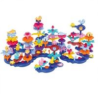 Set Blok Bangunan Ocean Flower 122 Buah Mainan Edukasi Susun DIY Set Permainan Konstruksi dengan Ember