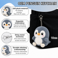Porte-clés pingouin en peluche personnalisé 10 cm, mini breloque mignonne pour sac, oiseau marin en peluche, rembourré en coton PP, brodé