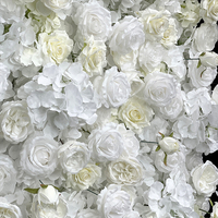 Mur de fleurs artificielles en tissu enroulable personnalisable de 8 x 8 pieds, roses blanches, décoration de fond de mariage