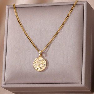 Mode explosive Niche Zodiac Relief Clavicule Chaîne Zodiaque Collier En Acier Inoxydable Collier Cadeaux pour Femmes - Product Image 4