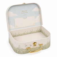 Boîte à souvenirs de luxe pour bébé, en forme de valise, avec gaufrage en feuille d'or, boîte cadeau rigide pour ensembles de nouveau-nés