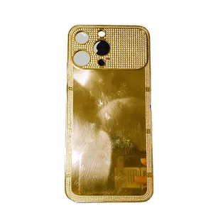 Personalized creative electric gold plated mobile phone case accepts custom multiple camera holes with zircon for iPhone