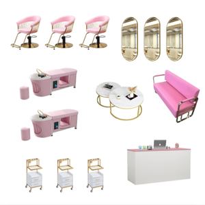 Juego de Muebles de Salón de Belleza Modernos de Lujo en Blanco y Dorado, Silla de Champú con Espejo para Barbería, en Venta, Aplicable para Peluquerías - Product Image 4