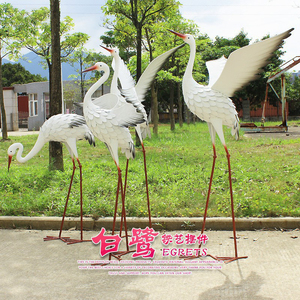 Grande figurine décorative réaliste de héron blanc en fer forgé pour extérieur, pour <span class=keywords><strong>jardin</strong></span>, parc et cour, à poser au sol - Product Image 6