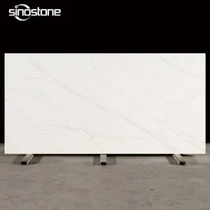 Marmer dipoles warna besar Calacatta Quartz buatan batu lempengan bahan silikon rendah untuk meja dapur