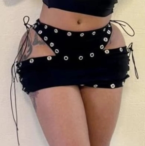 Conjunto de 2 Piezas de Moda Punk: Top Corto de Cuero Sintético y Minifalda Ajustada, Estilo Casual y Sexy para Mujer - Product Image 3