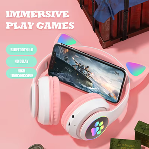 Casques de jeu sans fil STN28 avec design oreilles de <span class=keywords><strong>chat</strong></span> mignonnes, microphones et indicateur de batterie LED, prix d'usine, vente <span class=keywords><strong>chaude</strong></span>, étanches - Product Image 5