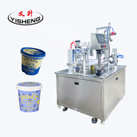 Machine de remplissage et de scellage rotative automatique pneumatique pour crème glacée, gelée, yaourt, boissons, 1 tasse, haute efficacité
