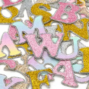 A-z Letter Alphabet Pattches Iron On Hotfix Glass Rhinestones Transfer Applique Patches Iron On Letter Sticker For Hoodie