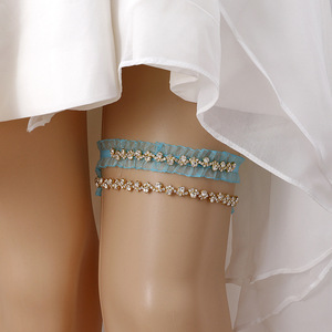 Jarretelles de <span class=keywords><strong>mariage</strong></span> en dentelle ornée de strass, accessoires de <span class=keywords><strong>mariage</strong></span> pour femmes, jarretelles pour jambe Sexy - Product Image 4