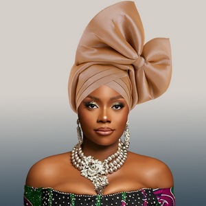 Turban <span class=keywords><strong>africain</strong></span> pour femmes, style Nigéria Auto Gele, avec grand nœud exagéré, couvre-chef pour mariage et fête - Product Image 6