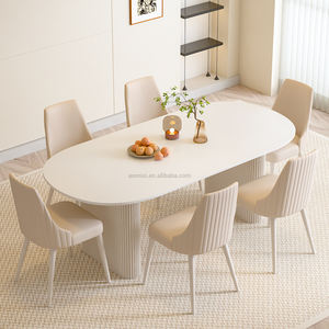 Table à manger de haute qualité en bois massif avec pieds en bois massif de couleur crème, design de colonne <span class=keywords><strong>romaine</strong></span> luxueux, <span class=keywords><strong>prix</strong></span> avantageux - Product Image 3