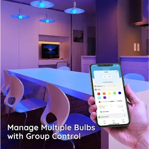 Alexa-bombilla inteligente con Control WIFI, iluminación RGB, E27, Control por aplicación inalámbrica, ajustable, A19