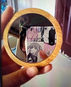 Wholesale Laser Logo Travel Beauty <strong>Compact</strong> Makeup Handheld Girls Women Wooden Round Mini Small Pocket <strong>Mirror</strong> - Product Image 5