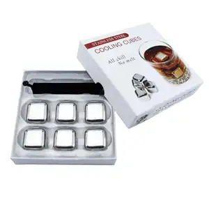 Ice Stones Gift Set Chilling Rocks Reusable Stainless Steel Ice Cubes With Ice Tongs And Gift Box