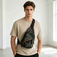 Sac de Poitrine Homme de Voyage Grande Capacité en Nylon Imperméable avec Fermeture Éclair, Recharge USB, Idéal pour le Sport et les Activités de Plein Air – Vente en Gros Personnalisée