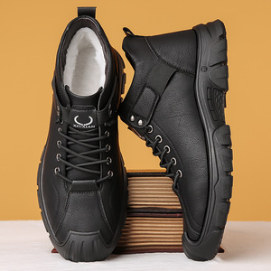 รองเท้าหนังบุขนแกะสำหรับฤดูหนาวของผู้ชายสีน้ำตาลพื้นหนากันลื่นกันน้ำรองเท้าลำลองสำหรับวัยกลางคนและ - Product Image 4