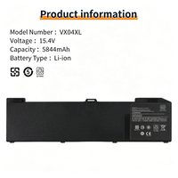 Batterie d'ordinateur portable OEM en gros VX04XL 15.4V 90Wh pour HP Zbook 15 G5 G6 4ME79AA, batterie rechargeable pour ordinateur portable