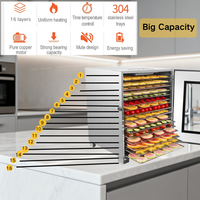 Déshydrateur alimentaire commercial à 16 plateaux, sécheuse à légumes, machine à sécher le bœuf séché, déshydrateur de fruits en acier inoxydable