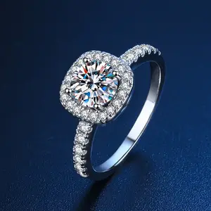 Anel de noivado feminino, anel de noivado ajustável 2ct 18k banhado a ouro esterlina 925 prata 2 carat moissanite