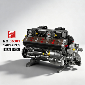 Tribe gratuite 36301 électrique Ferari V12 modèle de moteur de travail mécanique liaison blocs de construction cadeau pour les amateurs de voiture collectionneur - Product Image 1