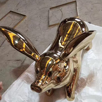 Estatuas Modernas de Cerdos Voladores Abstractos de Estilo Antiguo y Esculturas de Globos de Acero Inoxidable Dorado, Arte 3D Hecho a Mano con Temática de Ángeles Personalizado