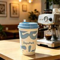 Gobelets à café en papier kraft biodégradable à double paroi avec logo personnalisé, couvercles à clapet blancs, recyclables et résistants, pour les cafés et les vins