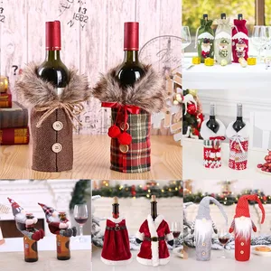 Dekorasi Natal untuk Rumah Santa Claus Botol Anggur Penutup Snowman Stocking Hadiah Pemegang Xmas Decor Tahun Baru 2023