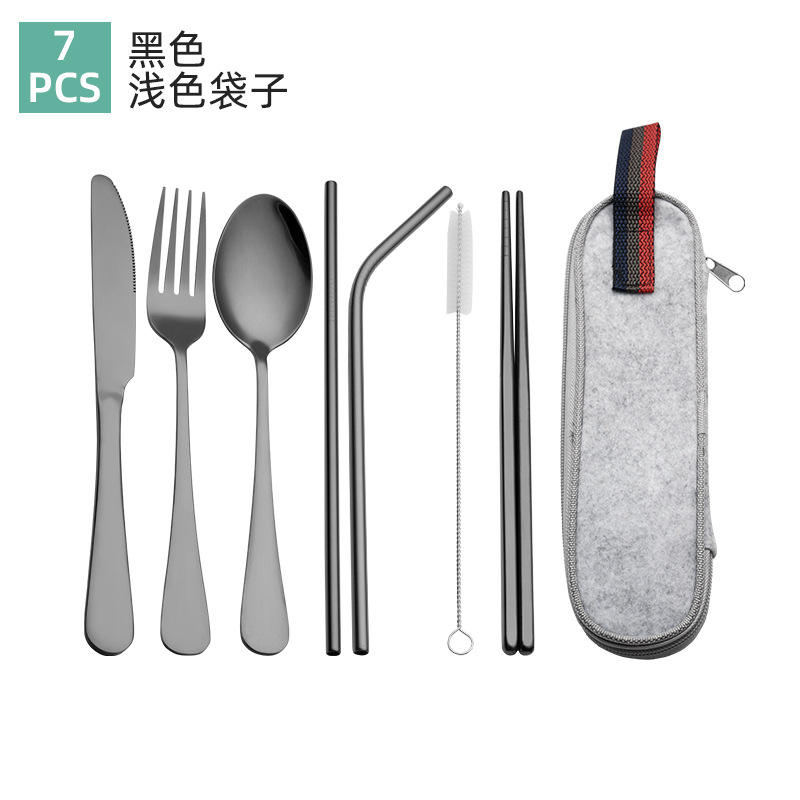 Black 7-Piece Light Color Bag